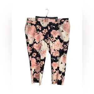 Talbots Pink and Black Floral Trouser Dress Pants 24W